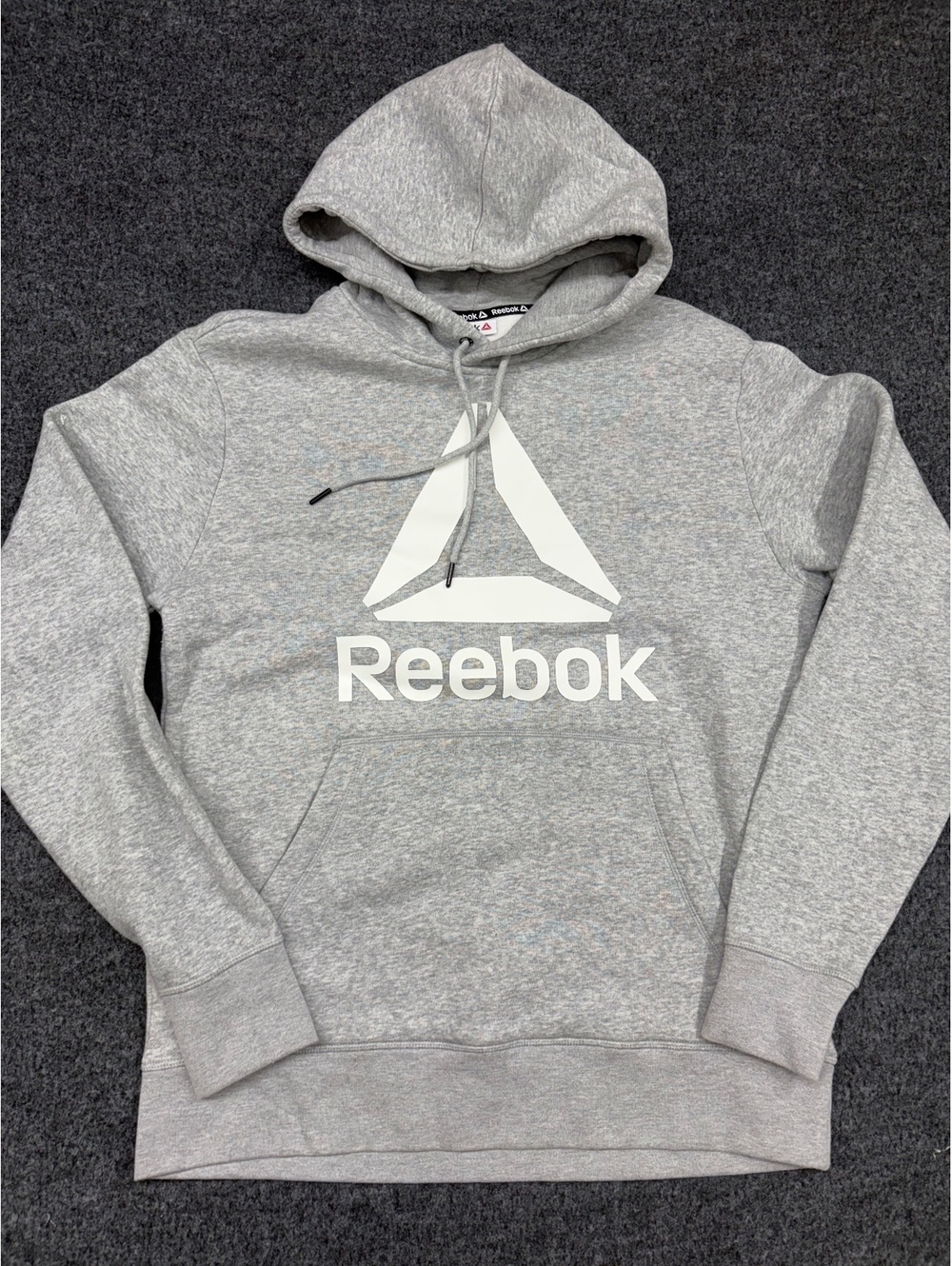 Reebok Gray Pullover Hoodie with Logo - Size S